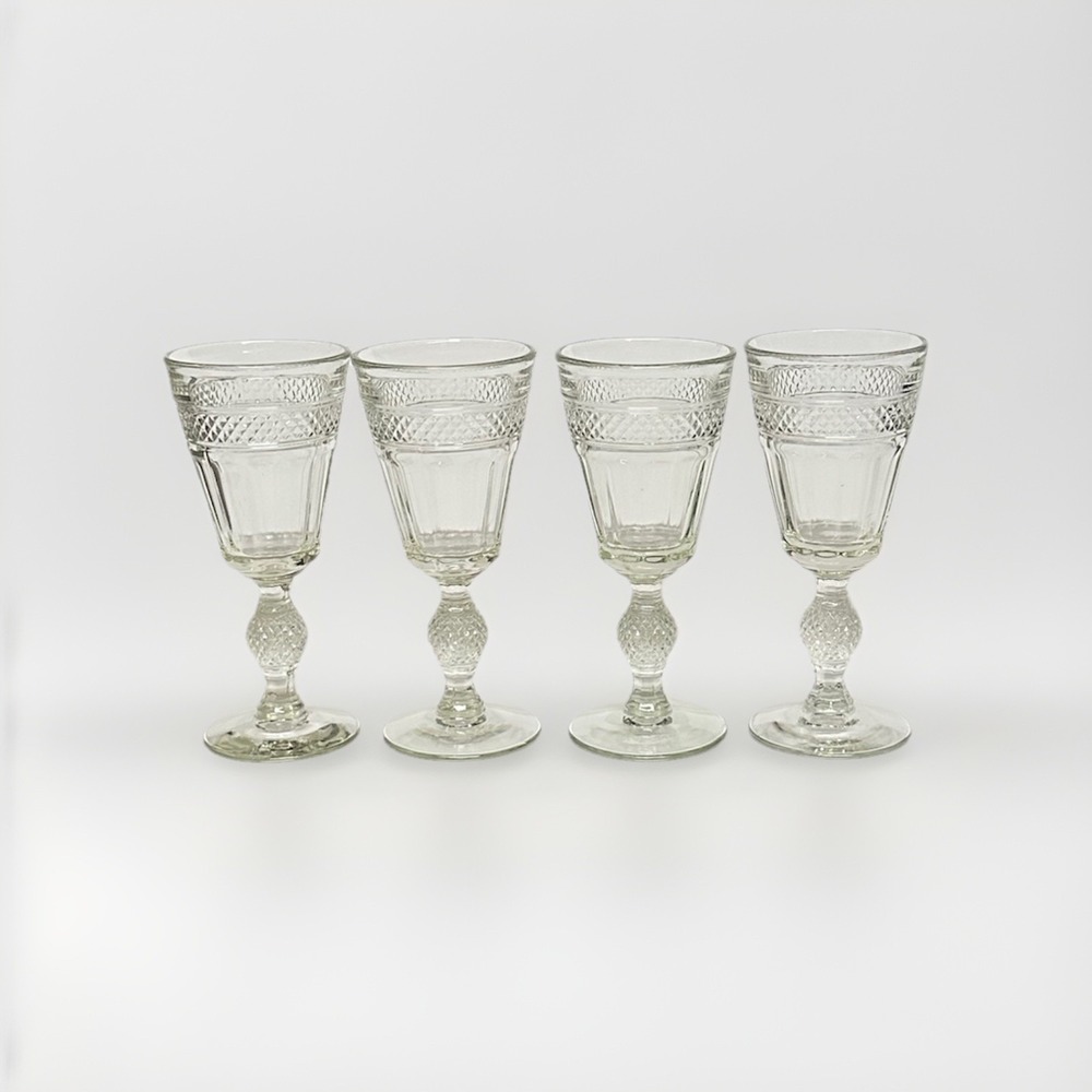 Vintage Morgantown‎ Eton Hand-blown Crystal Water/Wine Glasses Set Of Two, USA